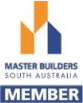 Master Builders South Australia member logo representing expertise in custom sheds, customised sheds, garden sheds, and home improvements.