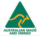 Australian Made and Owned logo, representing quality verandahs, patios, and outdoor space improvements by Australian builders.